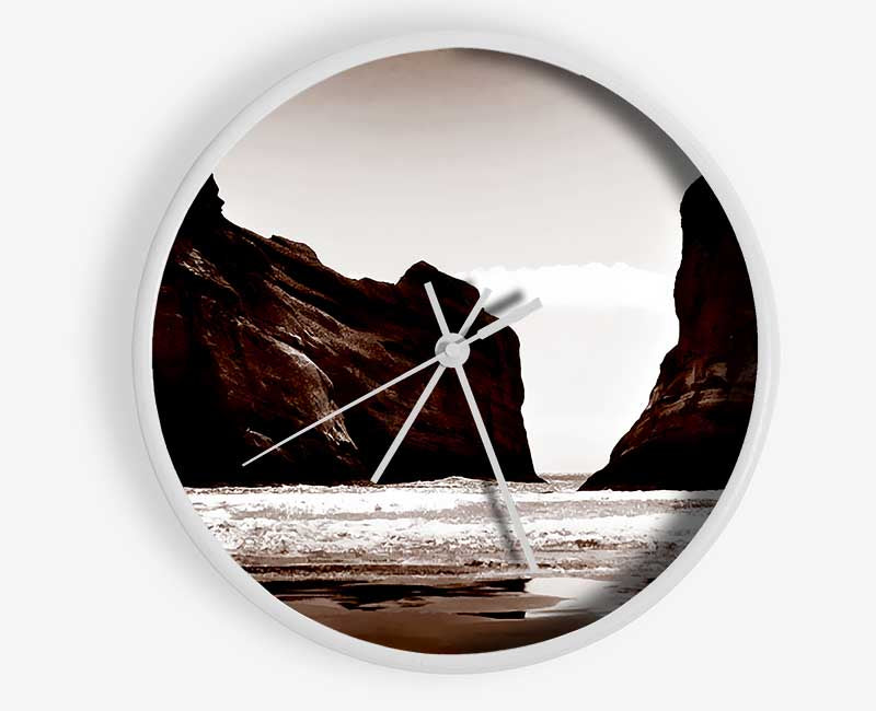 The Doorway To The Ocean Brown Clock - Wallart-Direct UK