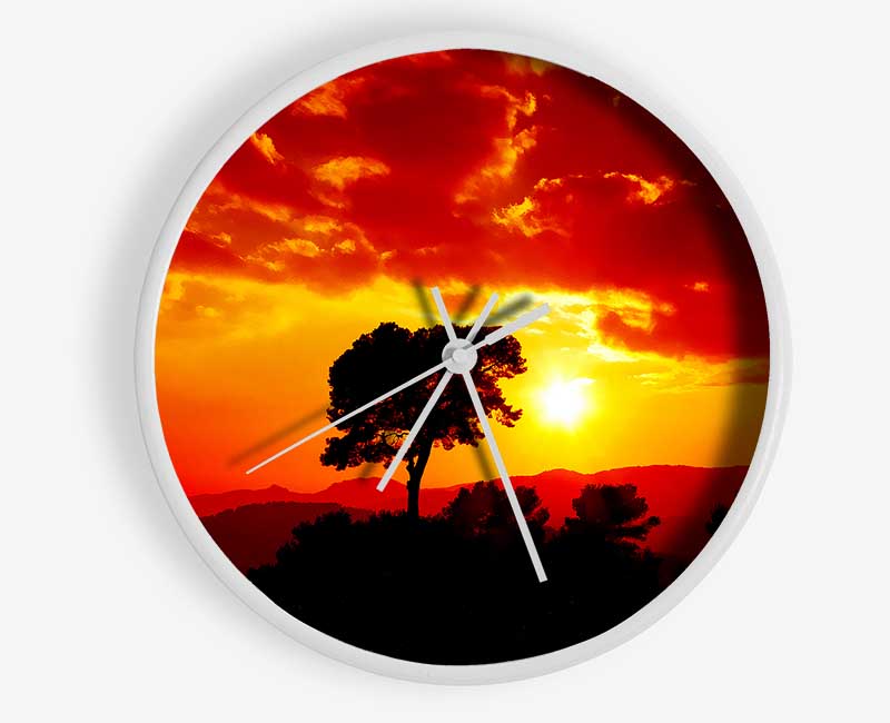 Orange Cloud Sunburst Clock - Wallart-Direct UK