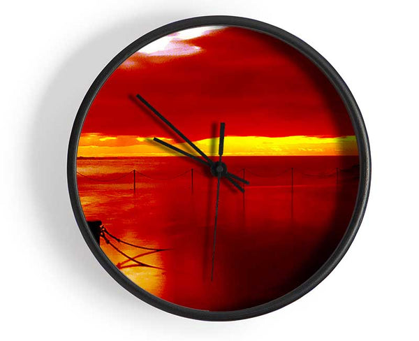 The Pier In The Ocean Orange Clock - Wallart-Direct UK