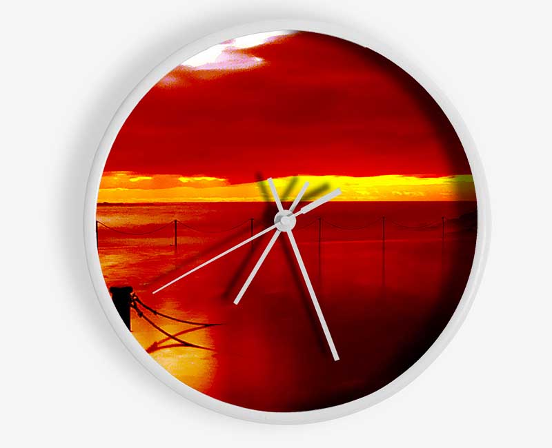 The Pier In The Ocean Orange Clock - Wallart-Direct UK