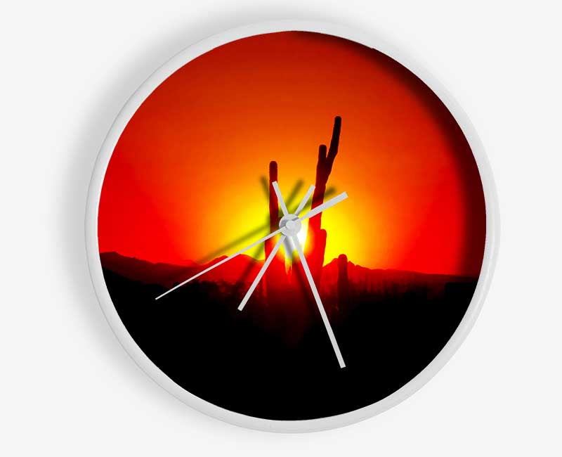 Cactus In Sunlight Clock - Wallart-Direct UK