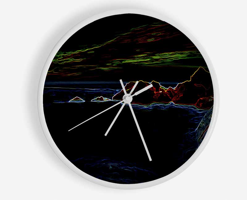 Neon Harbour Clock - Wallart-Direct UK