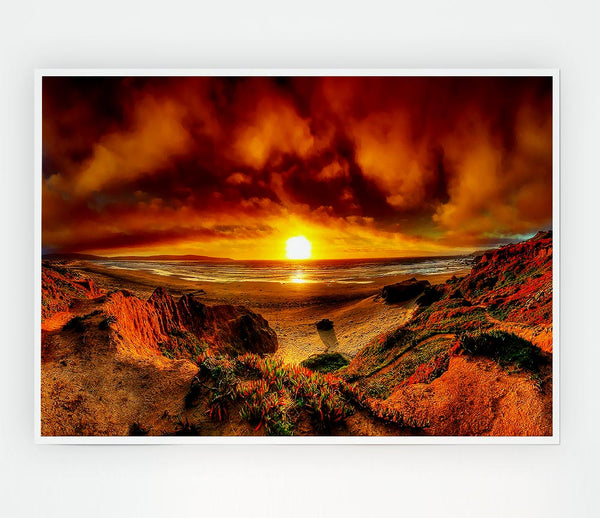 Beach Sunset Beauty Print Poster Wall Art