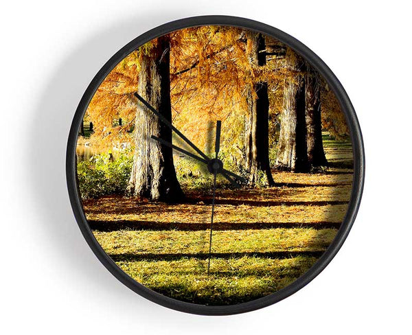 Orange Winter Woodland Walk Clock - Wallart-Direct UK