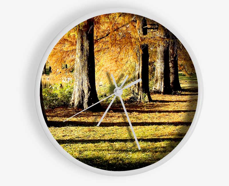 Orange Winter Woodland Walk Clock - Wallart-Direct UK