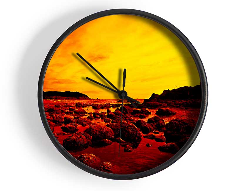 Red Ocean Boulders Clock - Wallart-Direct UK