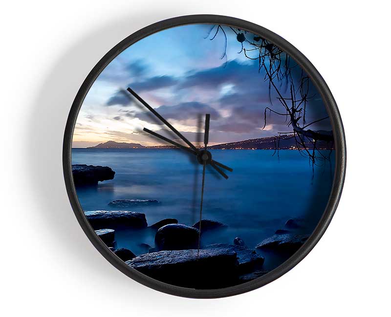 Blue Ocean Rock Calm Clock - Wallart-Direct UK