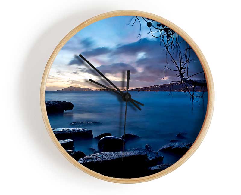 Blue Ocean Rock Calm Clock - Wallart-Direct UK