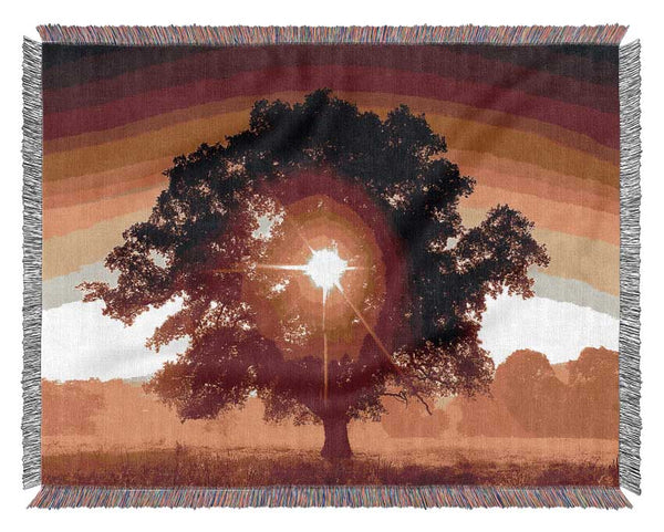 Sun Through The Tree Woven Blanket