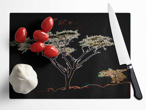 Night Tree Glass Chopping Board