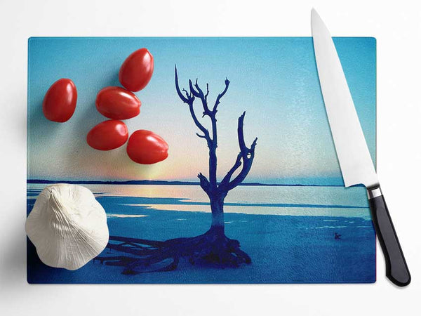 Blue Ocean Driftwood Glass Chopping Board