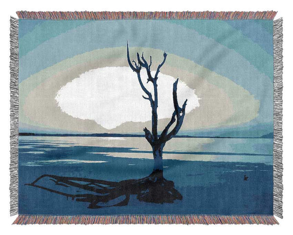 Blue Ocean Driftwood Woven Blanket