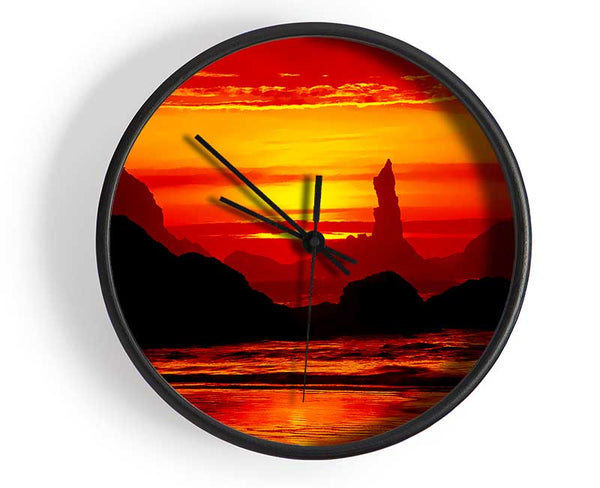 Orange Ocean Monuments Clock - Wallart-Direct UK