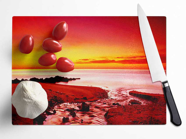 Surreal Ocean Rocks Glass Chopping Board