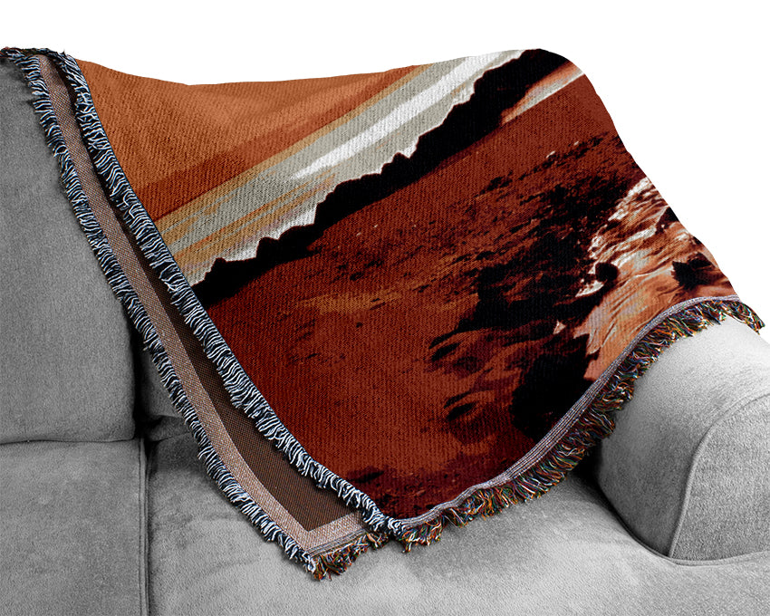 Surreal Ocean Rocks Woven Blanket