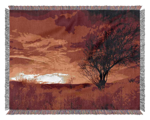 Red Yorkshire Dales Sunrise Woven Blanket