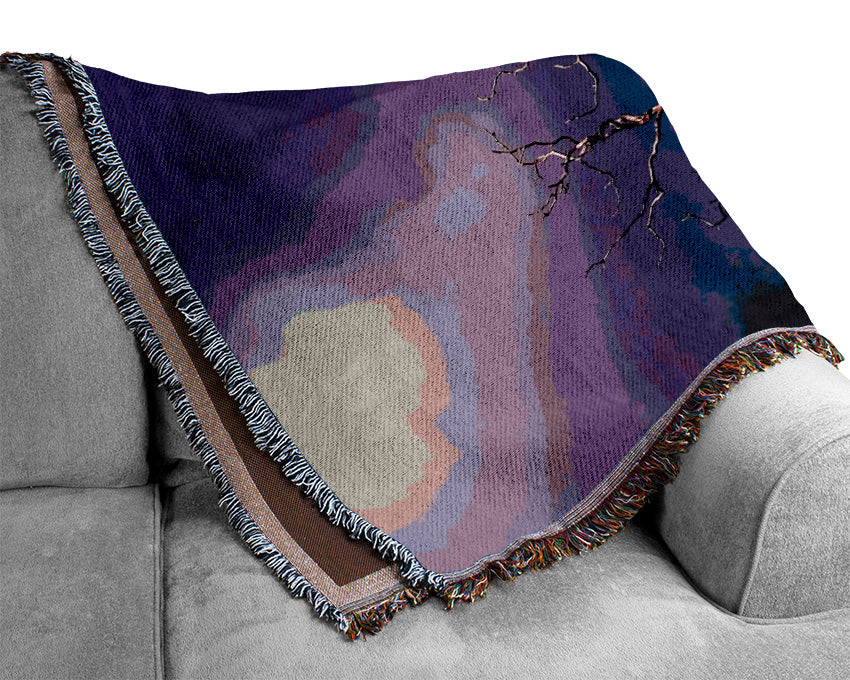 Stunning Purple Night Tree Woven Blanket