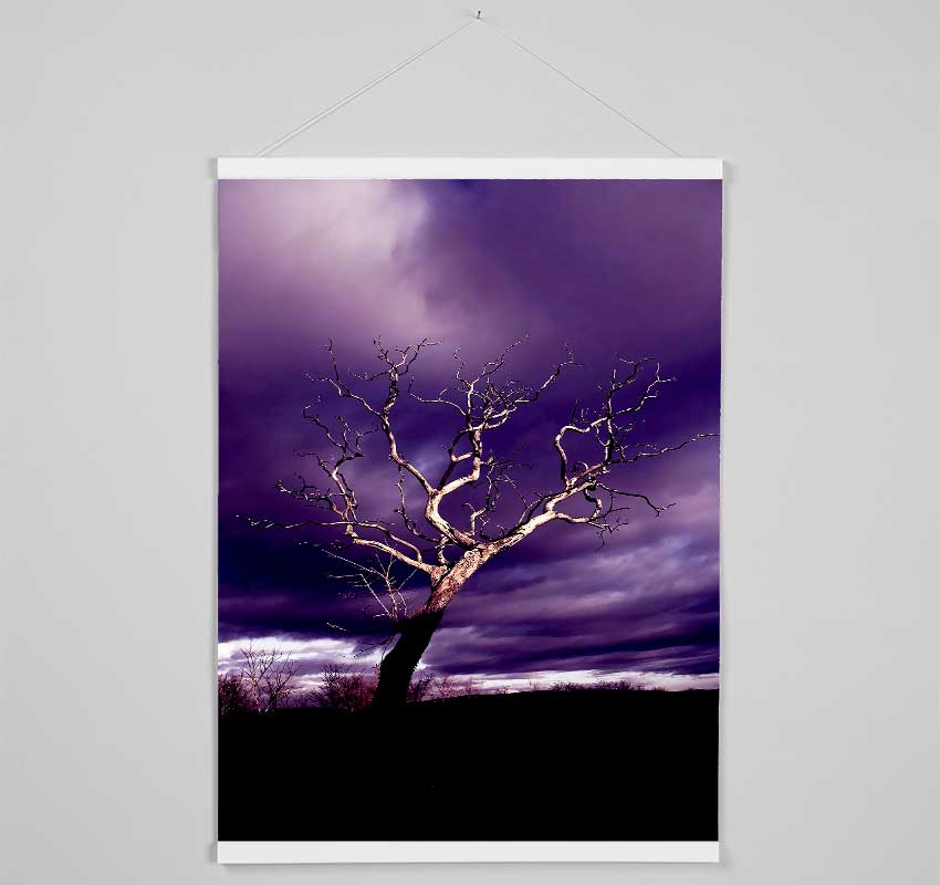 Stunning Purple Night Tree Hanging Poster - Wallart-Direct UK