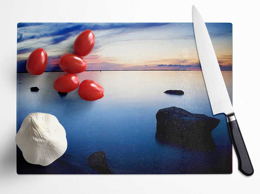 Tranquil Blue Calm Glass Chopping Board