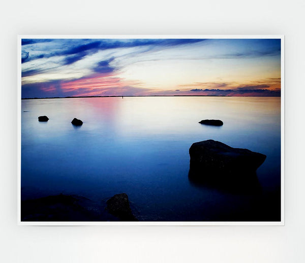 Tranquil Blue Calm Print Poster Wall Art