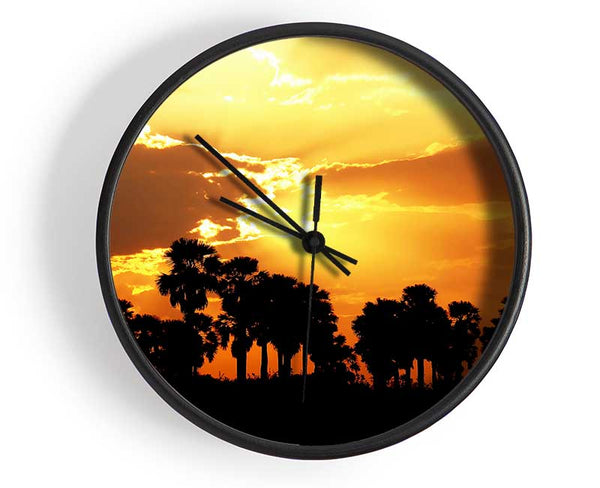 Orange Sun Clouds Clock - Wallart-Direct UK