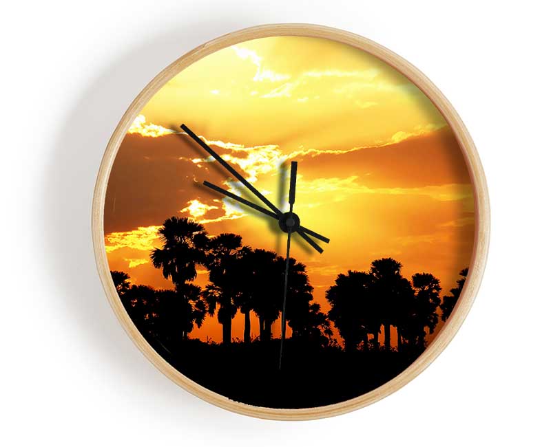 Orange Sun Clouds Clock - Wallart-Direct UK