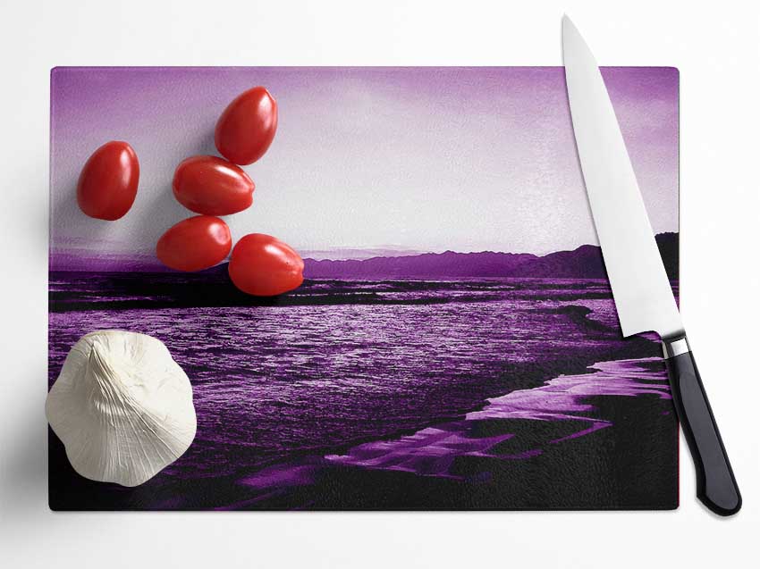 Purple Ocean At First Light Glass Chopping Board