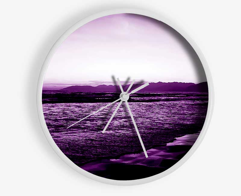 Purple Ocean At First Light Clock - Wallart-Direct UK