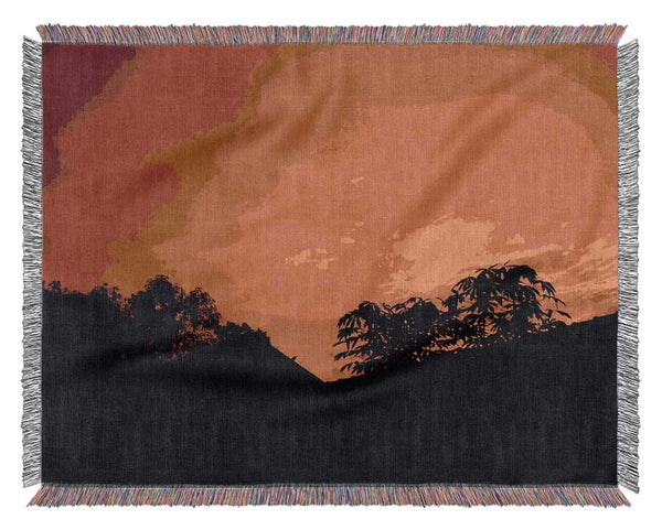 Orange Skys Over Forest Woven Blanket