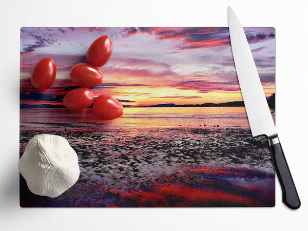 Rainbow Tides Glass Chopping Board