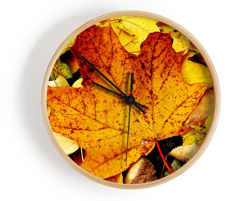 Autumn Leaves On The Ground Clock - Wallart-Direct UK