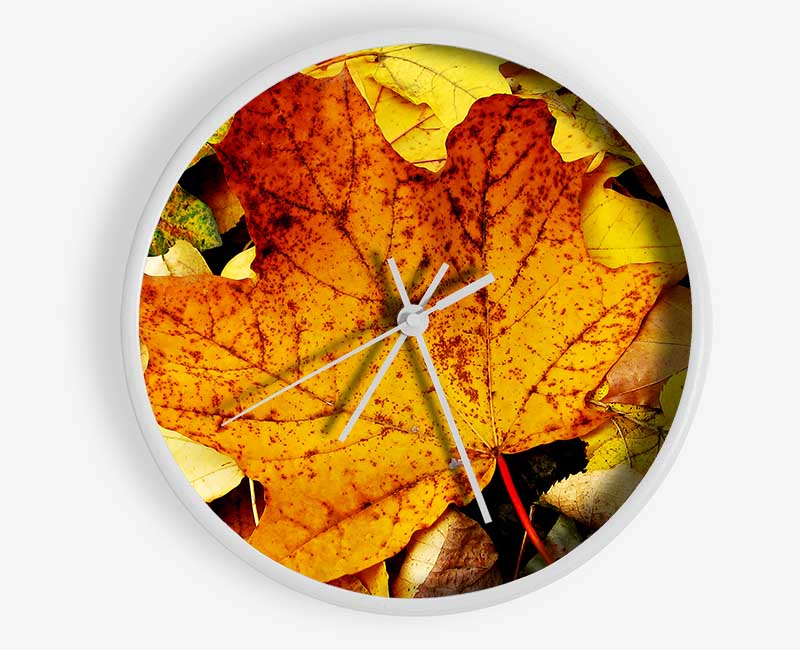 Autumn Leaves On The Ground Clock - Wallart-Direct UK