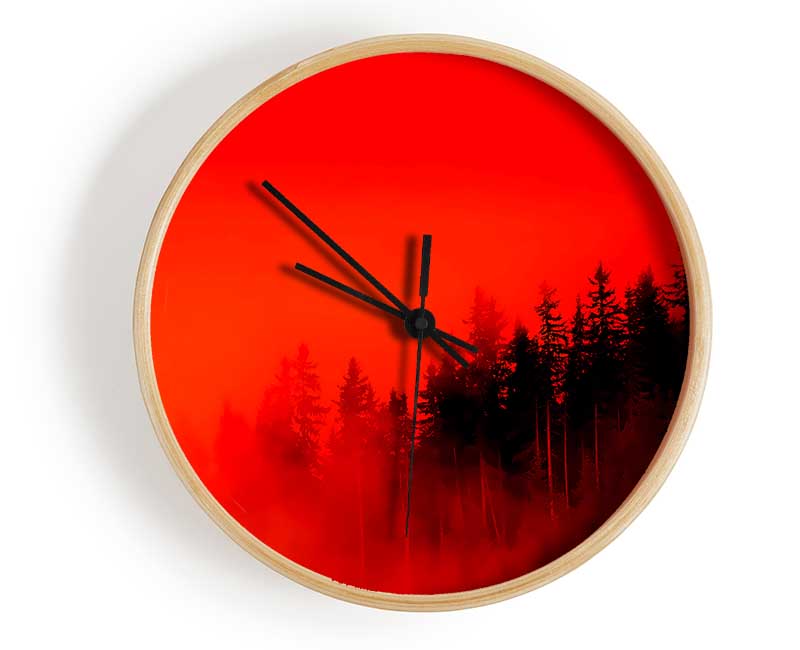 Red Mist Woodland Clock - Wallart-Direct UK