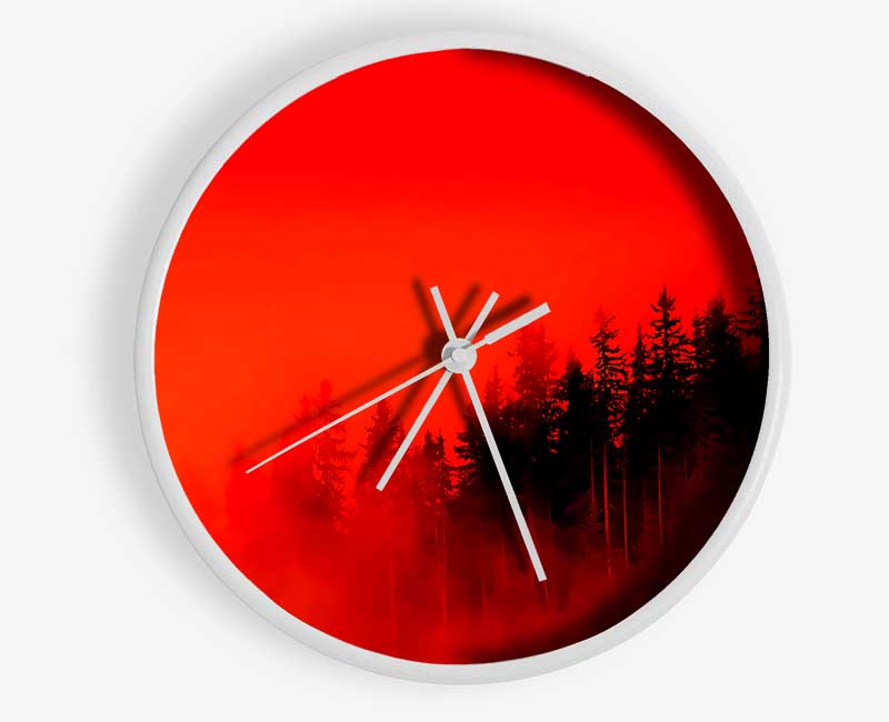 Red Mist Woodland Clock - Wallart-Direct UK