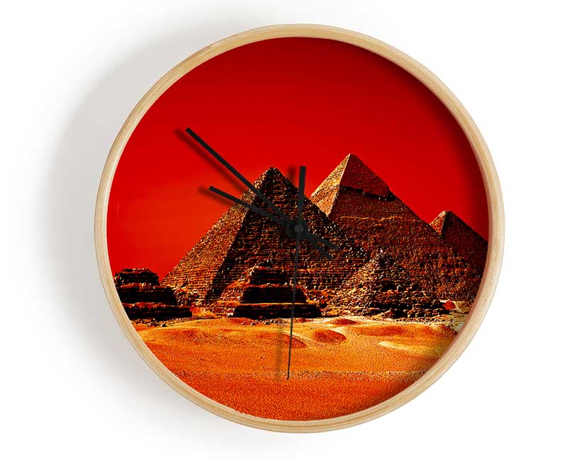 Red Pyramids Clock - Wallart-Direct UK