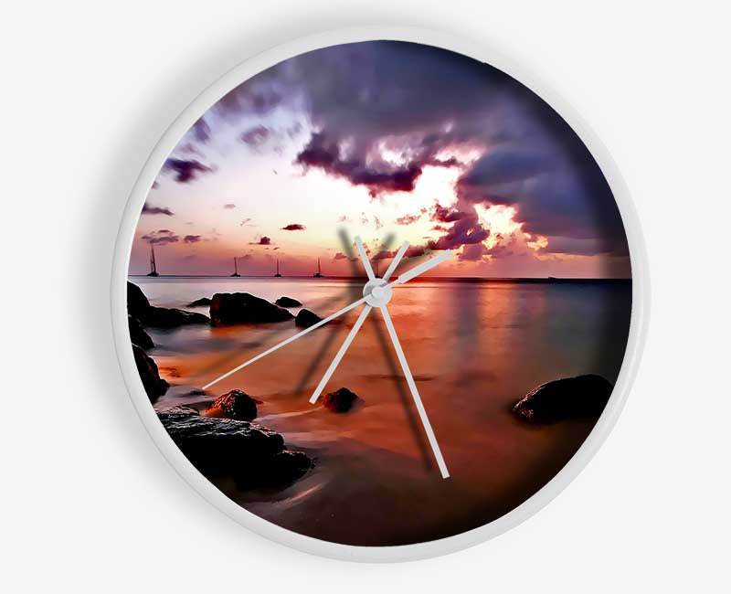 Misty Peach Ocean Clock - Wallart-Direct UK