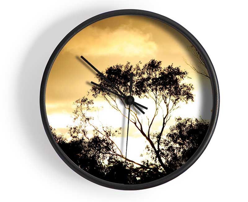 Golden Light Treetops Clock - Wallart-Direct UK