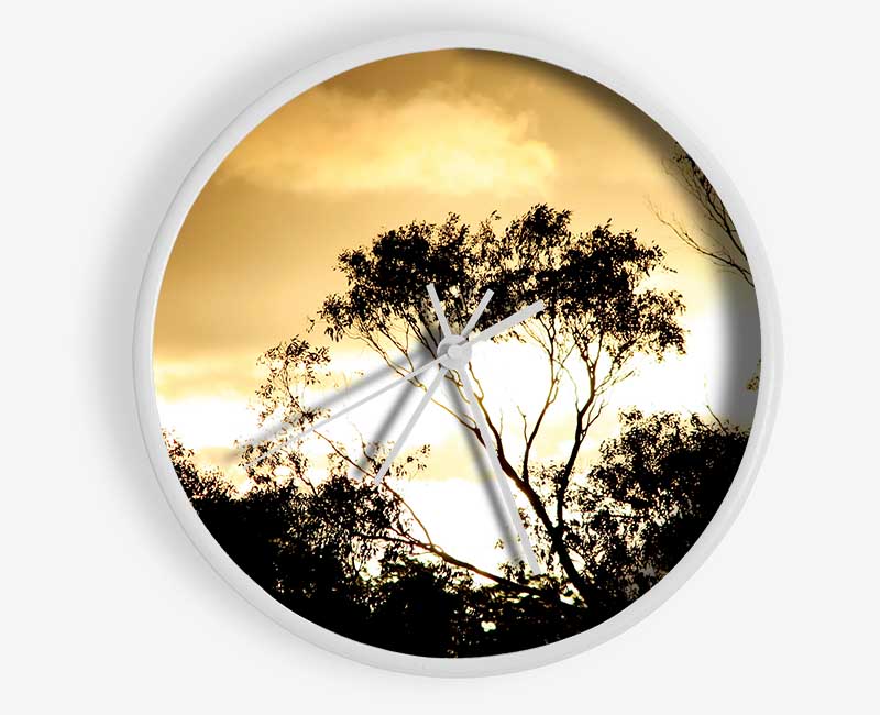 Golden Light Treetops Clock - Wallart-Direct UK