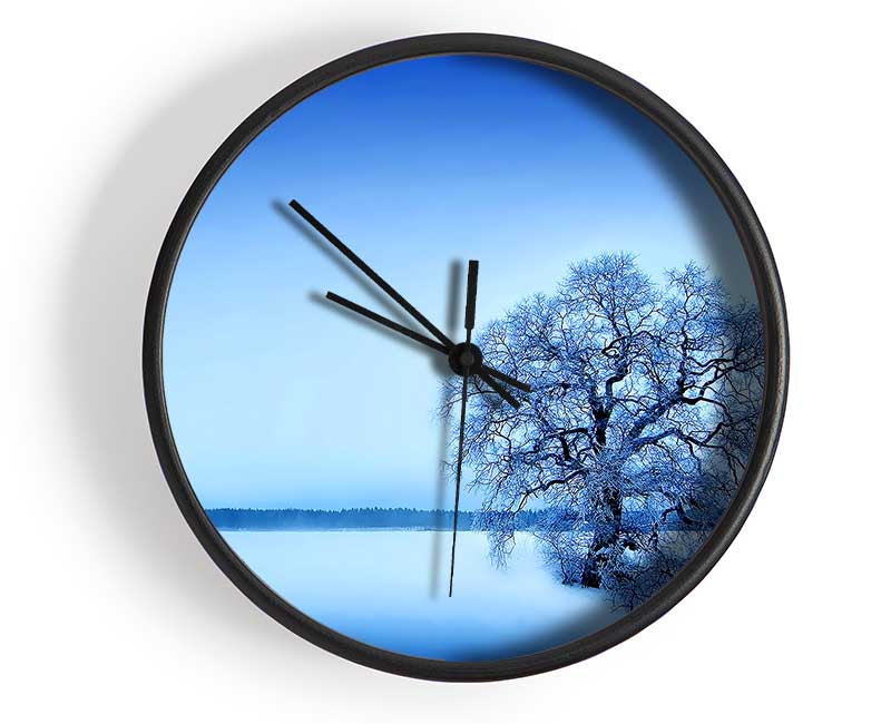 Blue Winter Tree Clock - Wallart-Direct UK