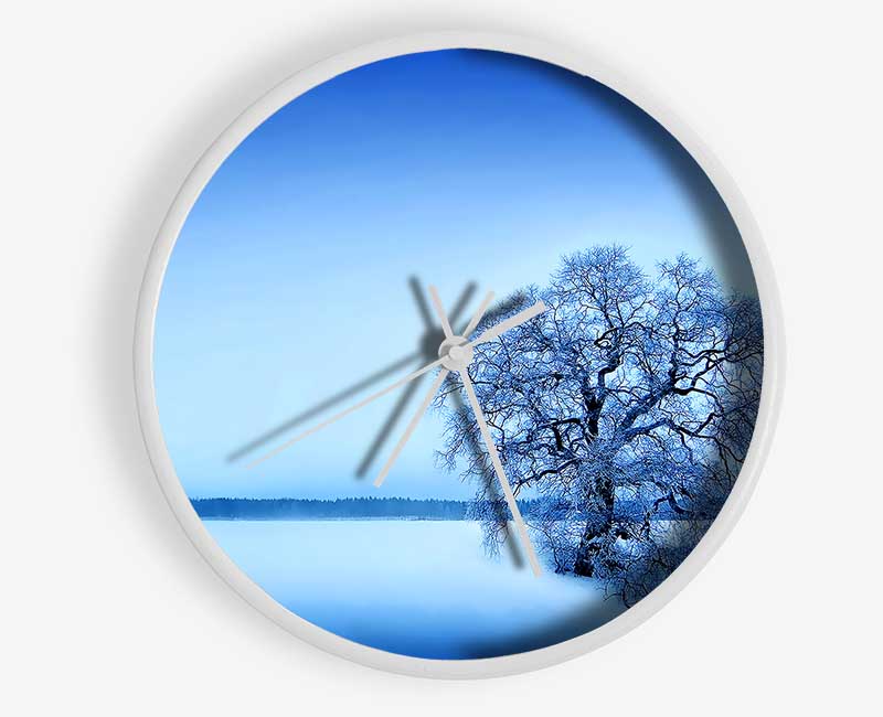 Blue Winter Tree Clock - Wallart-Direct UK