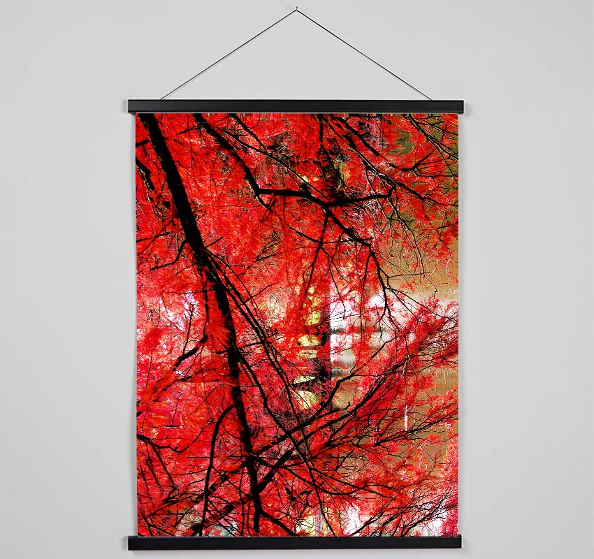 Red Autumn Trees Hanging Poster - Wallart-Direct UK