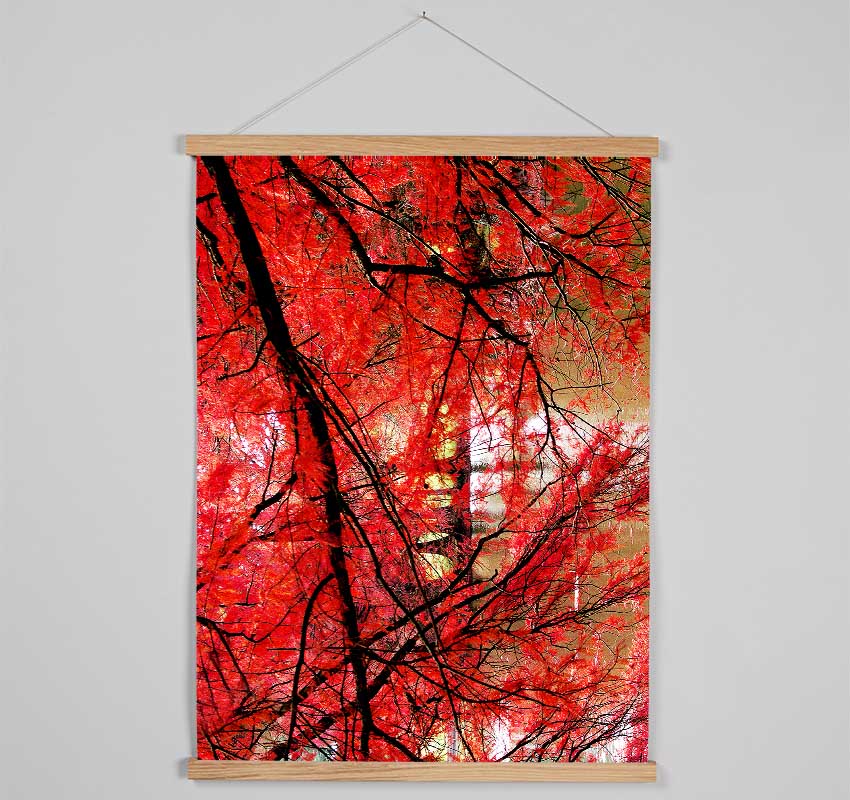 Red Autumn Trees Hanging Poster - Wallart-Direct UK