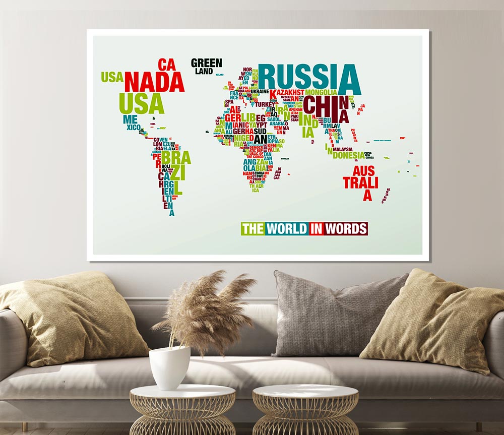 The World In A Map Print Poster Wall Art