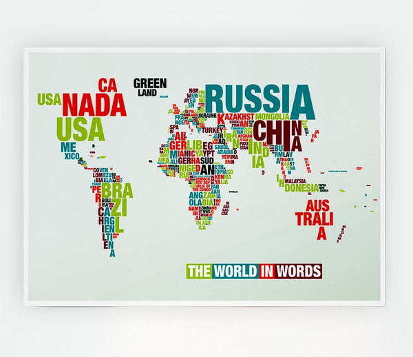 The World In A Map Print Poster Wall Art