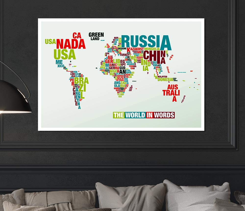 The World In A Map Print Poster Wall Art