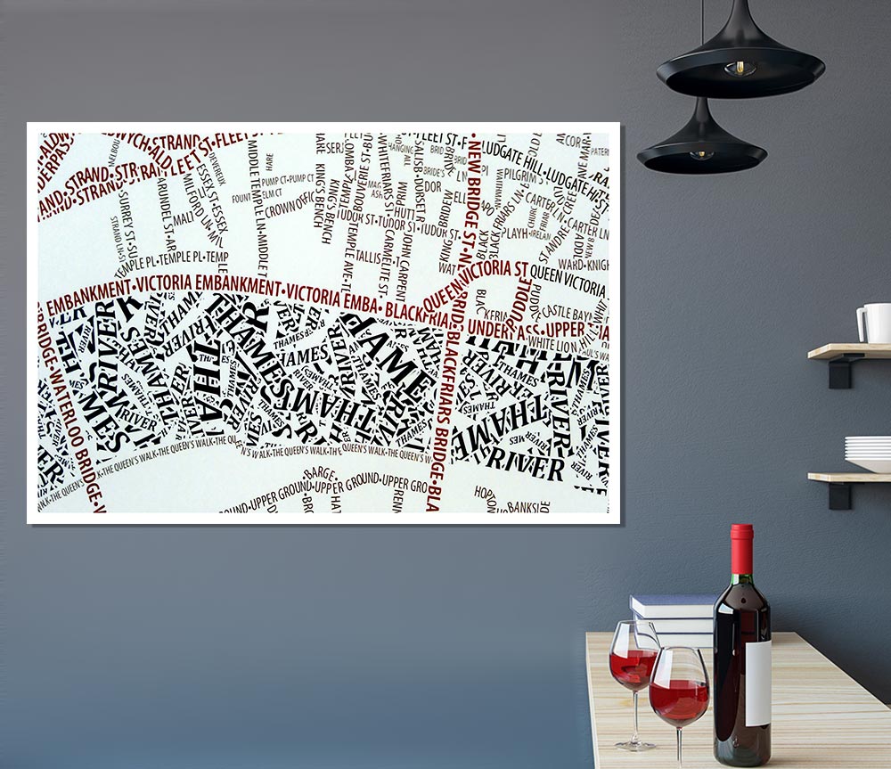 London River Thames Map Print Poster Wall Art