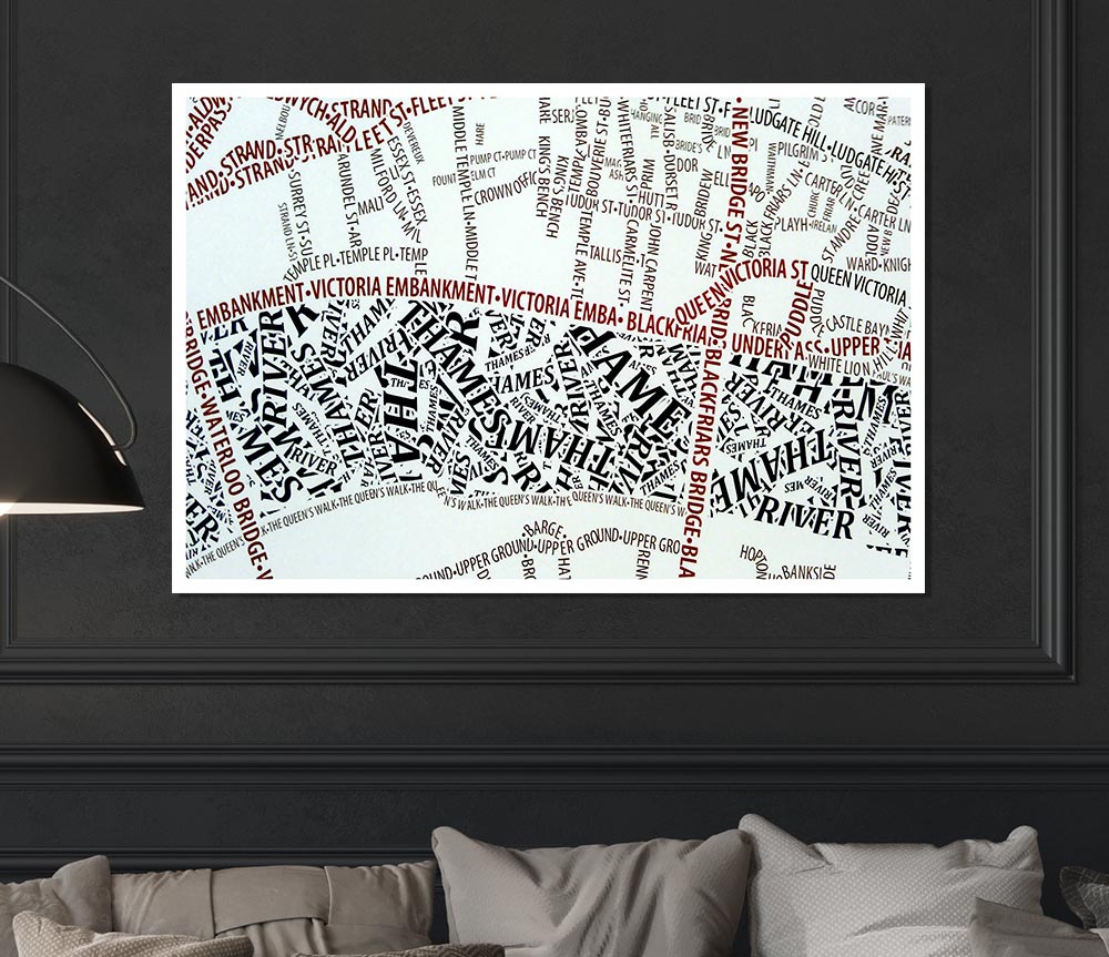 London River Thames Map Print Poster Wall Art