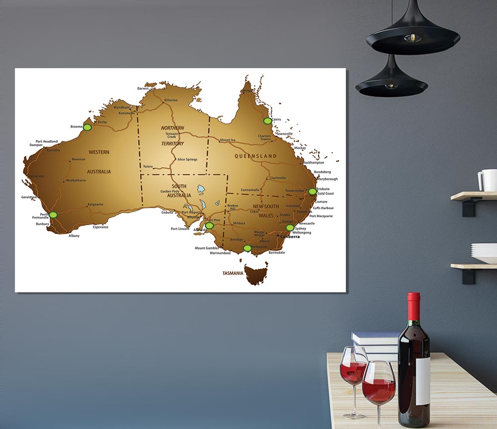 Australian Map Print Poster Wall Art