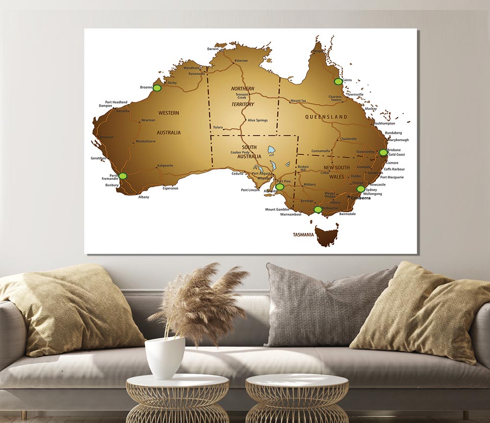 Australian Map Print Poster Wall Art