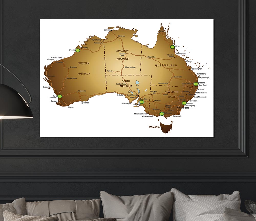 Australian Map Print Poster Wall Art